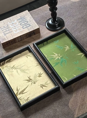 仿刺绣竹叶桌面收纳托盘