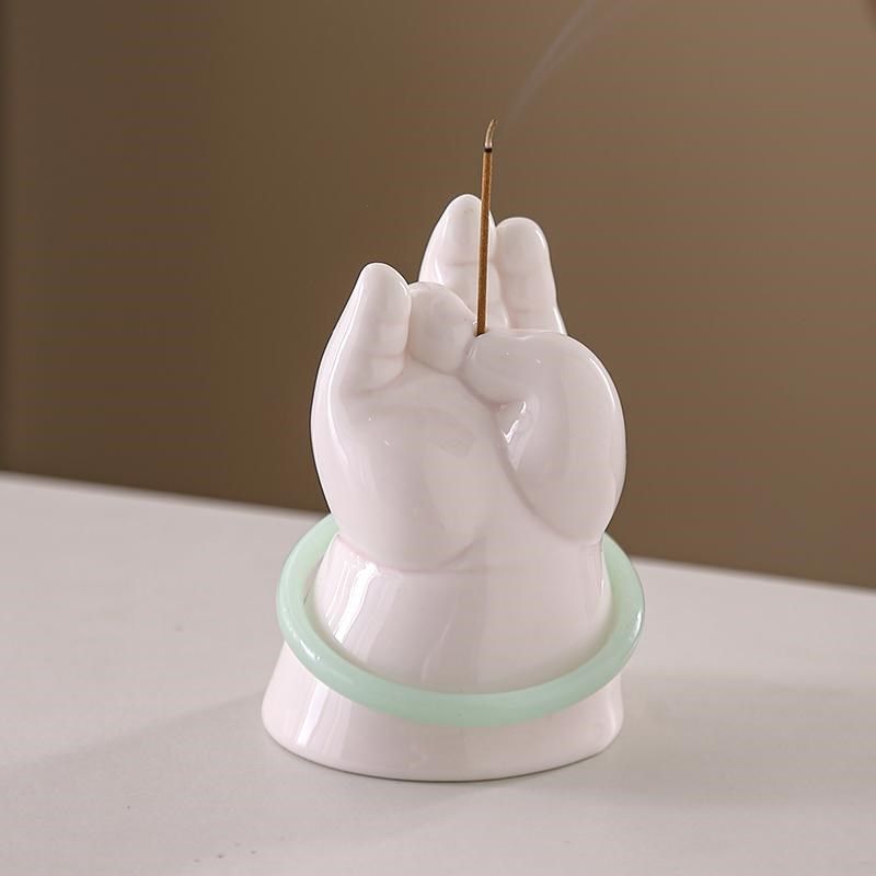 小胖佛手线香插陶瓷香薰r炉香炉禅意茶道桌面摆件线香座拈花指香