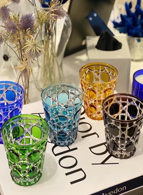 HUNTE品牌集合店 水晶杯藤格纹酒杯威士忌杯江户手工雕刻礼盒装