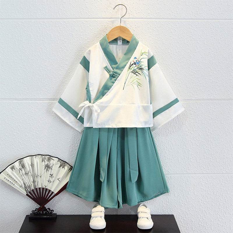 2023新款汉服男童中国风仙鹤古装国学服超仙襦裙儿童唐装演出夏装