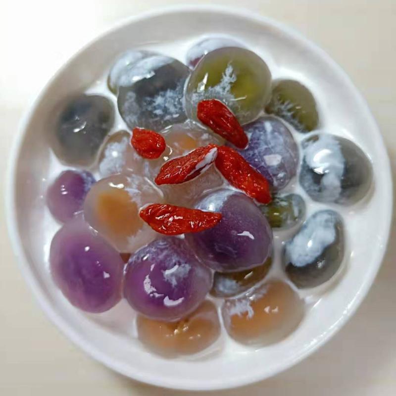 水晶汤圆彩色透明小圆子钻石汤圆芝麻紫薯花生抹茶4味混合装500克