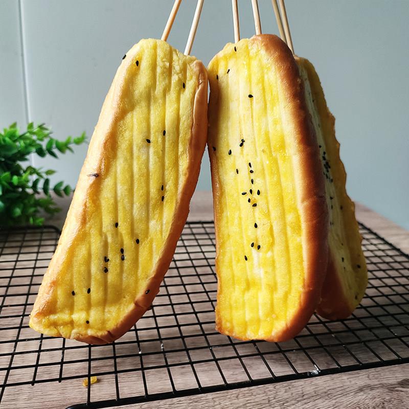 新货炭烤排包串面包片商用冷冻半成品三明治串油炸烧烤食材脆皮吐
