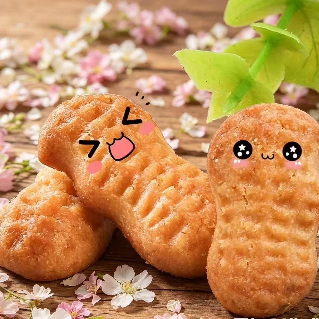 新货小花生造型饼干幼儿园点心散装办公室营养早餐解馋小零食咸香