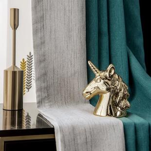 新品 卧室客厅简约轻奢棉麻提花成品高 日式 定型窗帘遮光2025年新款