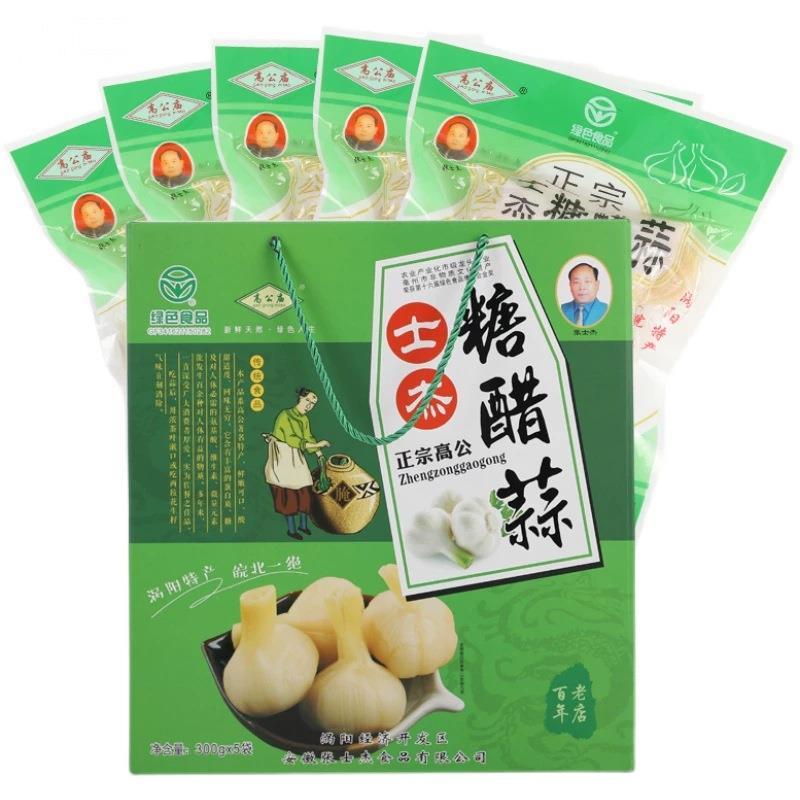 安徽涡阳高公庙张士杰糖醋蒜腌制甜大蒜瓣头300g3袋节庆日礼品盒