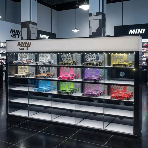 现货 MINIGT1/64常规防尘带灯展示柜亚克力一体收纳盒场景车模AR