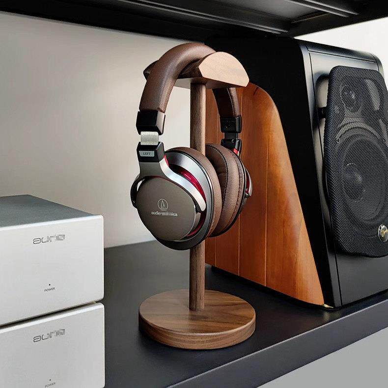 桌面时尚头戴式大耳机实木支架挂架金属托架耳麦架耳机收纳展示