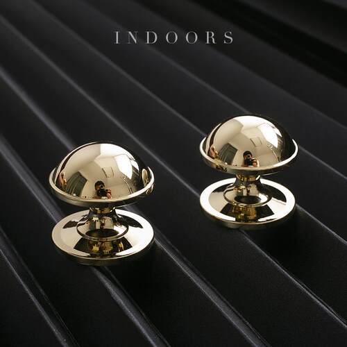 INDOORS纯黄铜法式轻奢半圆柜门把手橱柜衣柜门金色电镀小拉手同