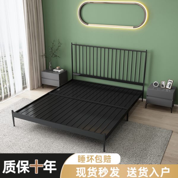现代简约铁床1米5宽欧式网红铁艺床单人床铁架床加厚加固双人床架