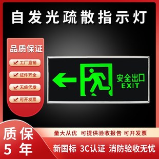 自发光指示牌夜发光超亮荧光免接电消防应急安全出口疏散标志灯牌