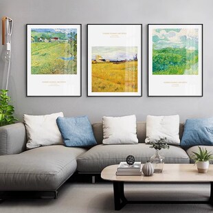 饰画 卧室床头装 梵麦田油画 现代客厅沙发背景独立挂画