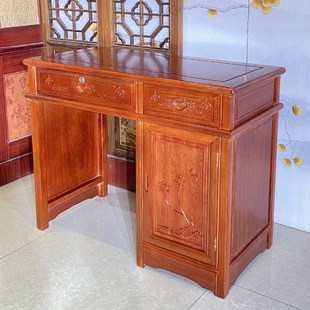 红木家具书桌梨木色实木办公桌菠萝格全实木写字台电脑桌写字桌