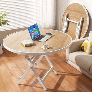 折叠书桌学生家用小桌子卧室小户型餐桌椅床边写字桌实木色阳台桌