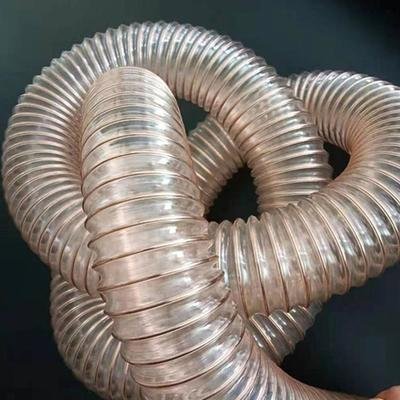 pu聚氨酯钢丝通风管 220 0 275木屑工业伸缩波纹除尘吸尘管