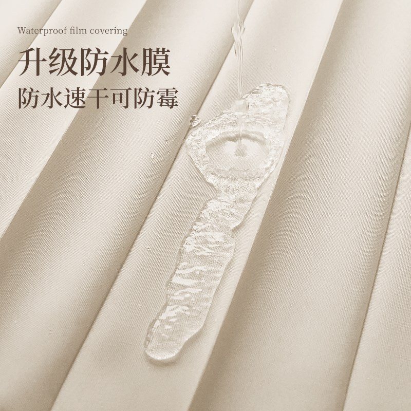 浴室折叠浴帘隔断帘防水高档奶油风加厚淋浴帘卫生间干湿分离磁吸