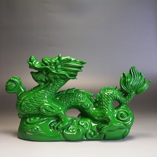 绿色木雕龙实木龙木质十二生肖青色木龙招财龙工艺礼品