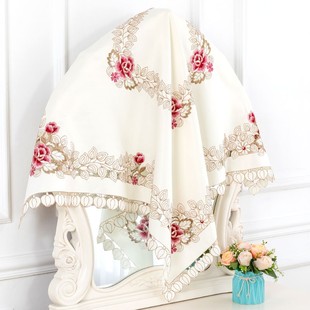 镜子遮尘布梳妆台镜子罩盖布罩子现代喜庆绣布装饰镜面遮挡