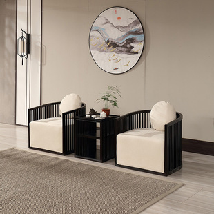 新客厅阳台三件围椅圈椅卧室实木休闲布艺沙发单位