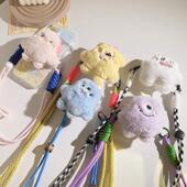 超萌爱小怪兽毛绒公仔手夹斜跨手链通用手壳侧挂链