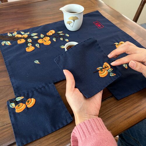 指间鲁绣刺绣手工材料包布艺绣品家居杯垫茶垫自绣立体