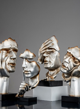 创意现代办公室装饰品家居思考者人物雕塑客厅电视柜沉默是金