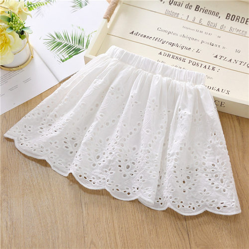 女童蕾丝半身裙裤夏季20s21儿童洋气百搭纯棉公主风短裙白色打底