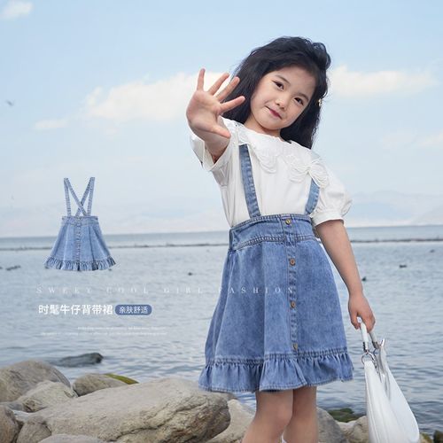 陈大猪女童牛仔背带裙2023夏装C新款儿童韩版洋气半身裙女宝宝短