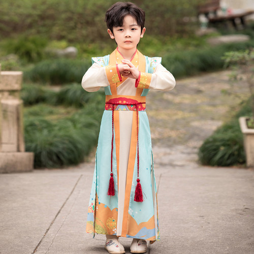 汉服男童秋冬季儿童古装国学服2023新款中国风R女孩超仙唐装演出
