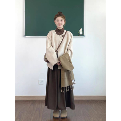 深秋冬装搭配一整套女盐系高级感小香风韩剧穿搭三件套装连衣裙子