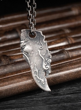 泰银复古关公吊坠男士项链霸气关