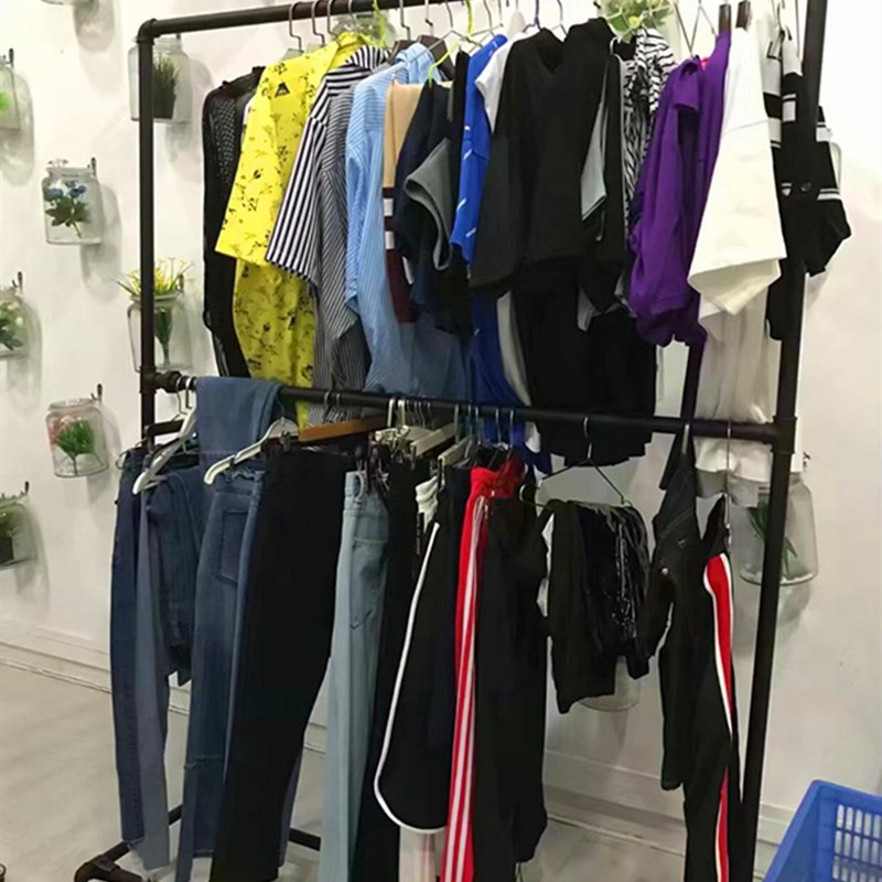 服装展示架落地架铁艺龙门架复古水管服装架服装店货架双层带轮架