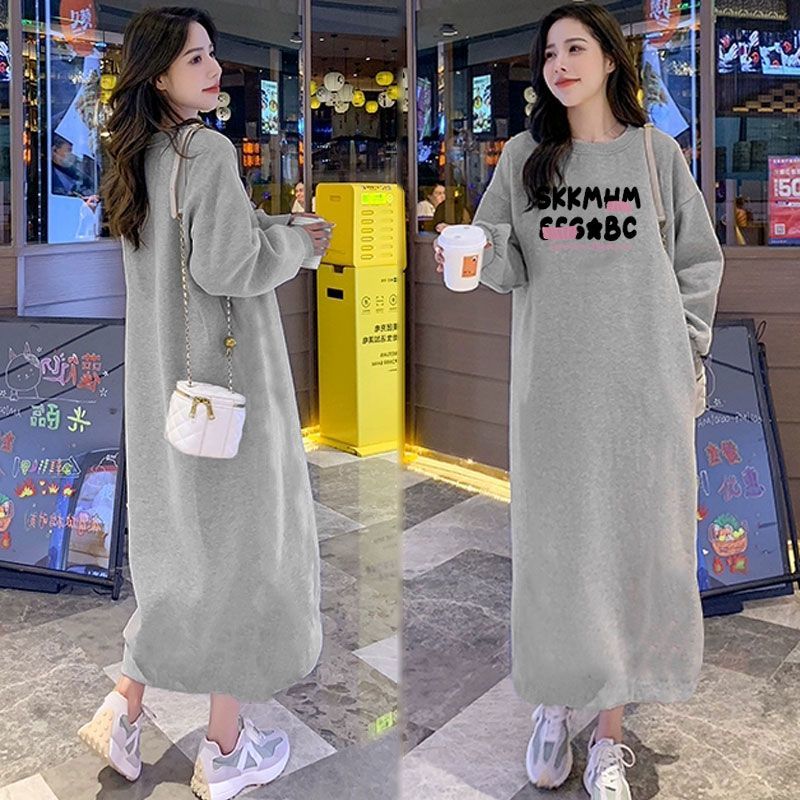 新款纯棉长裙女装宽松过膝t恤裙