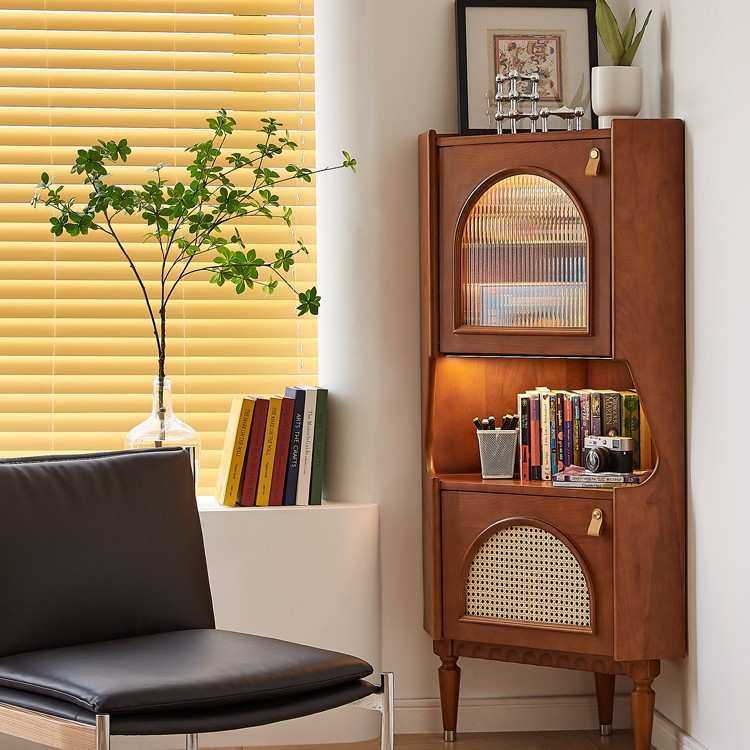 北欧实木餐边柜 家用小户型藤编置物收纳边柜餐厅复古三角转角柜,鲜花速递/花卉仿真/绿植园艺,割草机/草坪机,淘宝优惠券,粉丝福利购,淘宝优惠卷