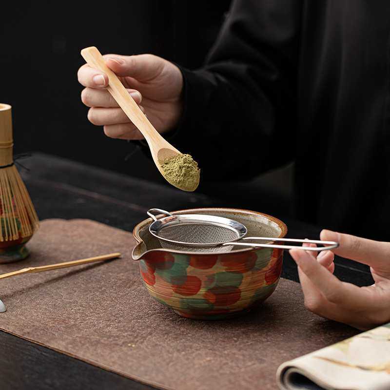 莫奈风手绘陶瓷抹茶八件套宋代点茶打茶工具茶碗茶筅百本立过滤网