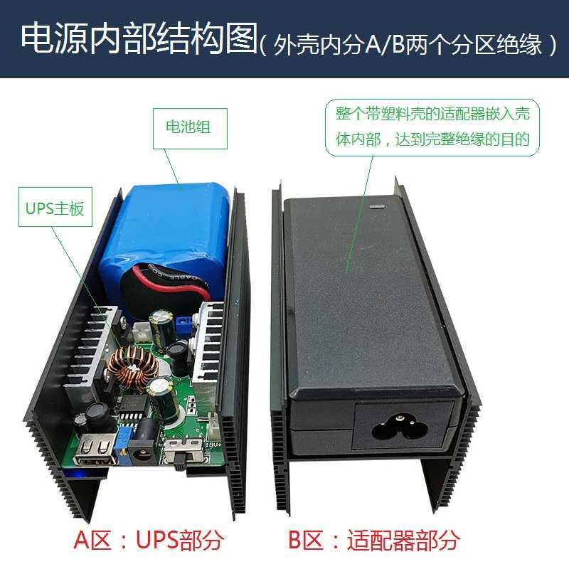 220V12V19V24V调压输出直流ups电源60W监控安防电池服务器停电