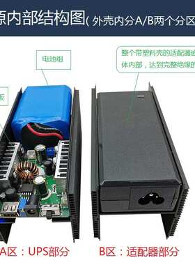 220V12V19V24V调压输出直流ups电源60W监控安防电池服务器停电