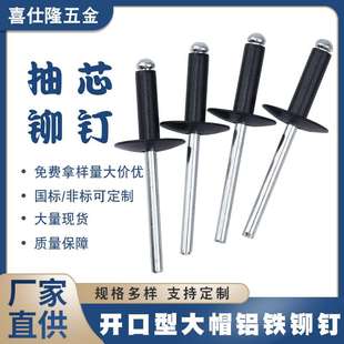 喜仕隆黑色大帽拉钉铝铁抽芯铆钉开口型黑色烤漆拉钉铁铆钉铝铆钉