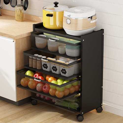厨房蔬菜置物架落地多层抽屉式菜篮子收纳架多功能放水果储物柜子