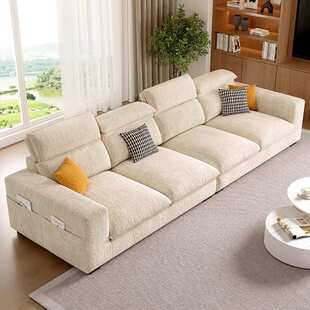 奶油风大小户型客厅棉麻布艺沙发现代简约2025新款雪尼尔绒可拆洗