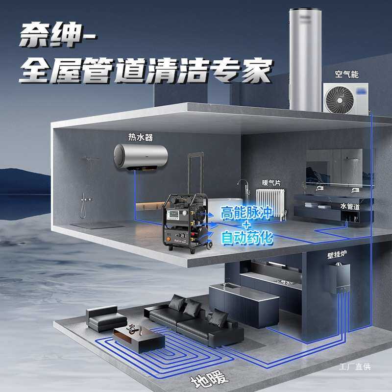 奈绅地暖清洗机脉冲洗一体机全自动地热暖气片自来水管道射弹吾购