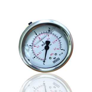 0.6MPA 6BAR 供WIKA威卡不锈钢压力表耐震充油轴向横装 无边YN63Z