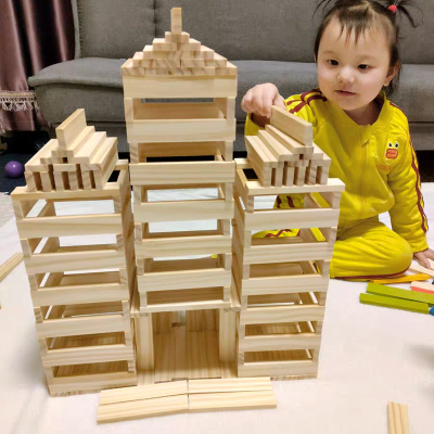 优选米德积木原木卡普乐木头木片木条儿童男女幼儿园自.由拼搭建.