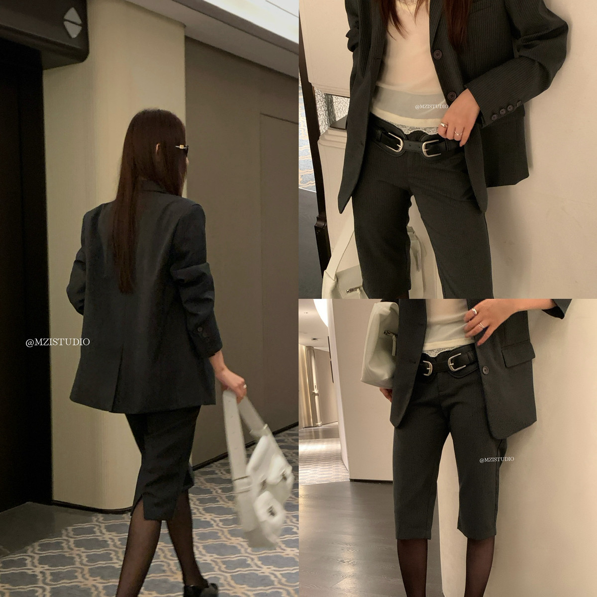 MZI STUDIO-松气质口袋西装+五分显高休闲裤套装）111502#图片