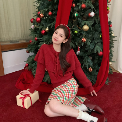 FEIMAO（YIMAO）-披肩假两件系带毛衣女冬季设计感软糯加厚保暖毛