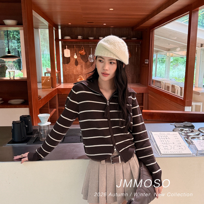 ZY GODDESS-勤翻领双拉链宽松百搭毛衣针织开衫XC2228