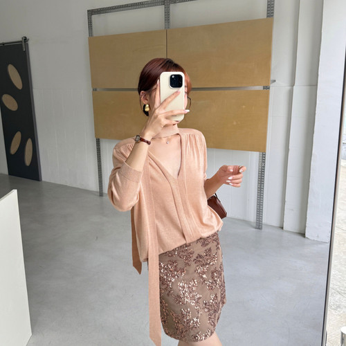 YOOMINI-廓形柔软简约宽松显白淑女通勤百搭长袖衫毛衣M60644-SW