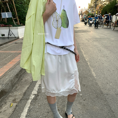 MZI STUDIO-韩感春季鸭梨印花松弛随性宽松淡人感短袖T恤MJ66268#