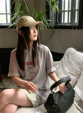 KITTIN-夏上新韩系简约字母印花宽松短袖T恤3821#