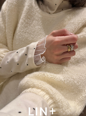 LIN+  -领圈圈羊毛套头软糯松弛气质多巴胺保暖毛衣（含100绵羊毛
