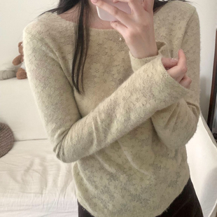 TOMORROW-26年早春温柔纯欲风蕾丝棉刺绣打底正反两穿小衫